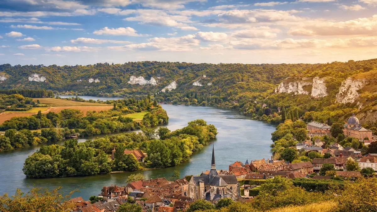 Paysage de la vallée de la Seine en Normandie près de Vernon