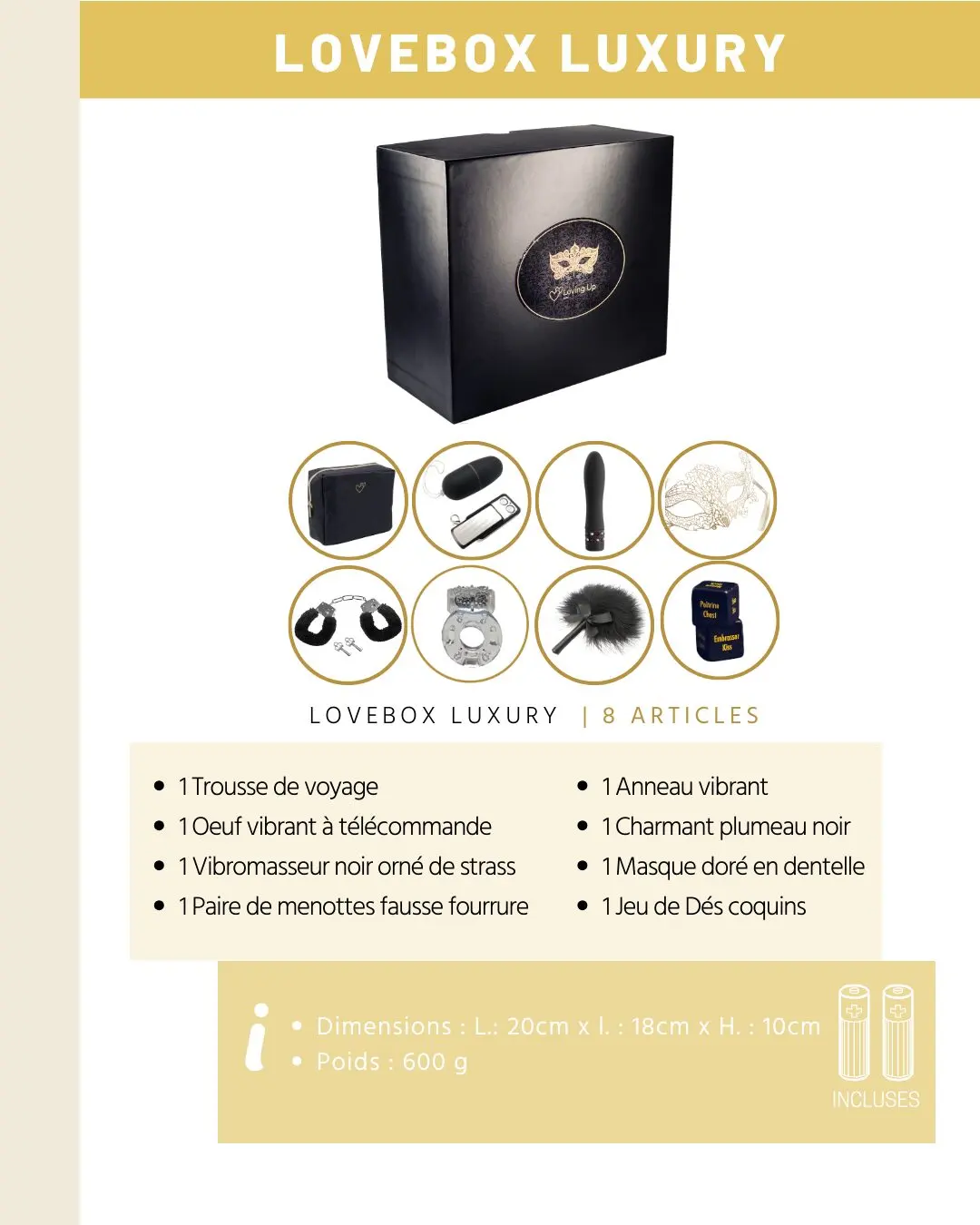 Présentation du contenu de la Love Box Luxury